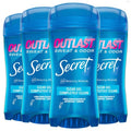 Secret Outlast Antiperspirant Deodorant for Women, 72hr Sweat & Odor Protection, PH Balancing Minerals, Clear Gel, Completely Clean Scent, 2.6 oz (Pack of 4)
