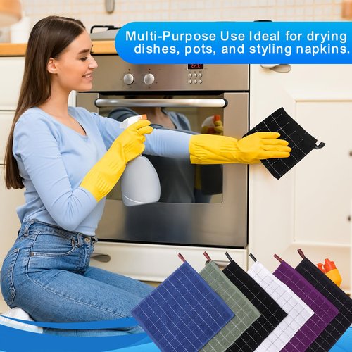 INFICRIME 6 Pack 100% Cotton Wash Cloth, 12x12 Inch Highly Absorbent and Soft Feel Fingertip Towels, Machine Washable Washcloths for Bathroom, Gym, Hotel, Spa and Kitchen, 6 Colours