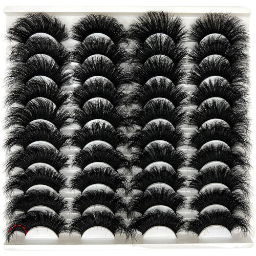 loladook Mink Lashes Fluffy 3D Volume Dramatic Lashes Faux Mink 25mm Big Long Cat Eye Full Strip Eyelashes Pack Wispy 20mm False Eyelashes Bulk