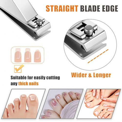 AVERZELLA 5-Pack Large Toenail Clippers Straight Edge, 3.15 inch Long Handled Non-Slip Toenail Clippers for Seniors Adults, Stainless Steel Big Toe Nail Clippers Bulk Set for Men Women (Silver)