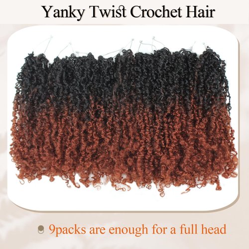 Haftaluv Yanky Twist Crochet Hair - 12 Inch, 9 Packs Pre Looped Mini Twist Synthetic Curly Crochet Hair Extensions For Black Women