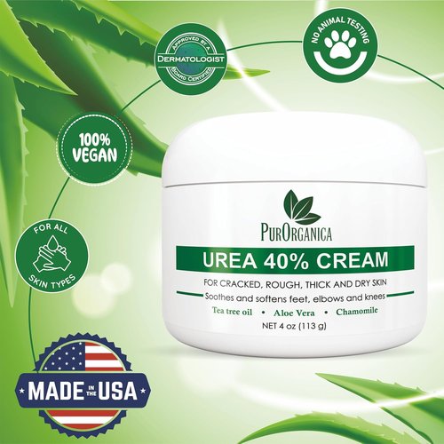 PurOrganica Urea 40% Foot Cream - Intensive Repair for Dry, Cracked Heels & Calluses | Made in USA