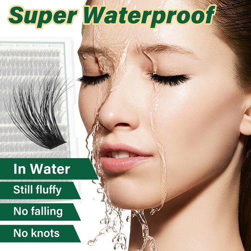 KEYYOU LASH 3D Effect lash Clusters Kit 80D100D 280pcs Eyelash Clusters Kit D Curl Individual Lashes Kit Wispy Lash Extensions Kit with Waterproof Lash Bond and Seal Tweezers (Lash Kit-8-16MIX)