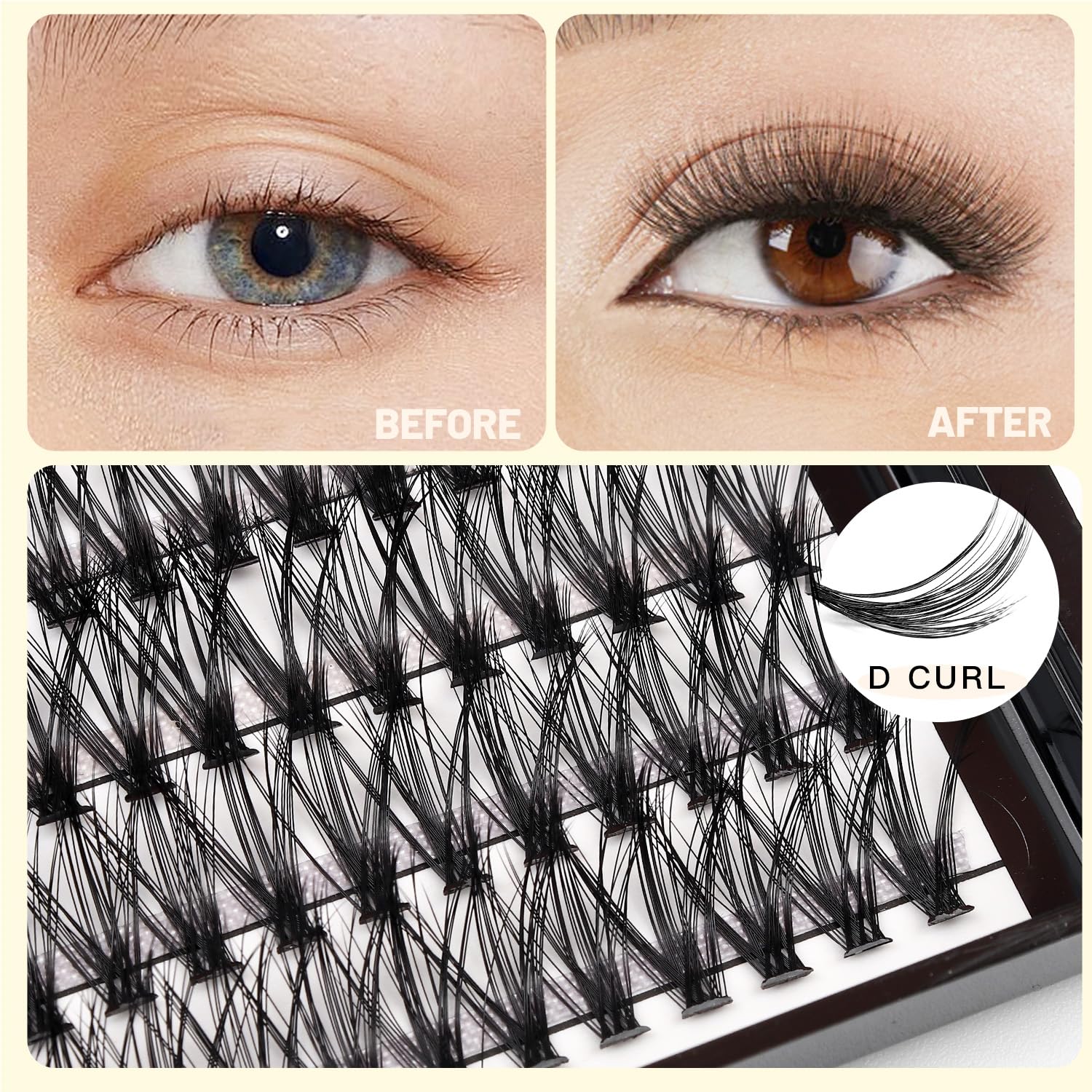 →VAYATOR Large Tray 220 Cluster/Box Eyelashes 0.07 Thickness Eyelashes Individual Eyelash False Eyelashes Extension Eyelash 10D/20D/40D/50D Eyelash (20RR-8-10-12-14mm Mixed）