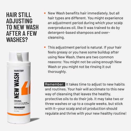 Hairstory New Wash Original - Sulfate-Free Shampoo & Conditioner in One, 8 Fl Oz Refillable Bottle