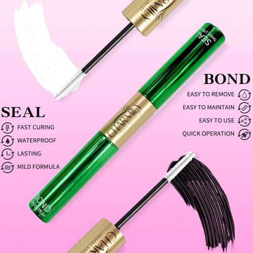 Lash Cluster Glue, Lash Bond and Seal for Eyelash Clusters, 5ml+5ml Bond and Seal, Waterproof, 2-in-1 Home Use, Strong Hold for 72H