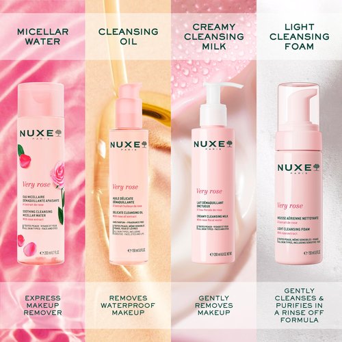 Nuxe Very Rose Cleansing Foam Light Facial Cleanser with Glycerin and Rose Water for Sensitive Skin: Face & Eyes, 5 Fl Oz