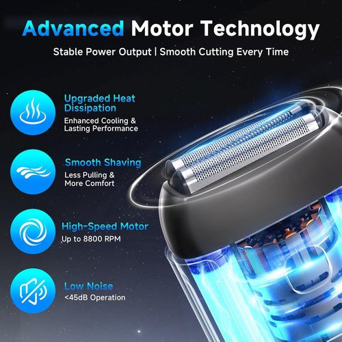 Skiennix Electric Foil Shaver - Mini Razor with 3 Floating Blades, IPX7 Waterproof, USB-C Rechargeable, Perfect for Travel & Home Grooming