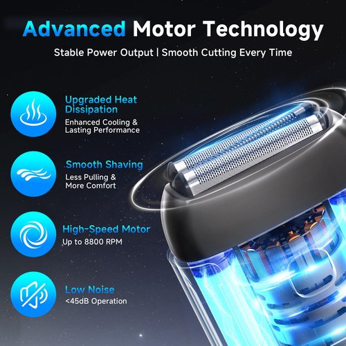 Electric Foil Shavers for Men: Mini Electric Razor with 3 Floating Blades, IPX7 Waterproof Foil Shaver, USB-C Rechargeable Shavers for Men with Travel Lock, Compact Grooming Gift for Home & Travel