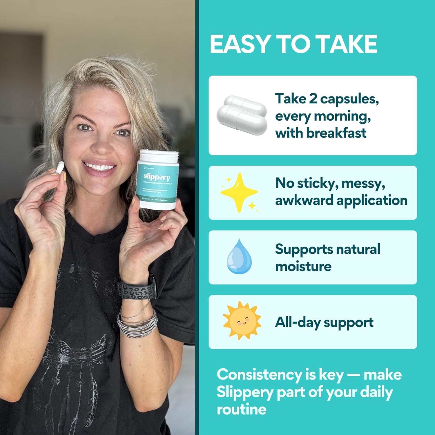 VoomVaya Vaginal Moisturizer - Slippery Elm Relief for Women Over 40 | 60 Capsules for Dryness