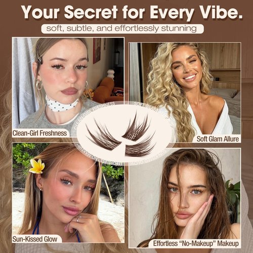 Anime Cluster Lashes Brown Cluster Eyelash Extensions Fairy Eyelash Clusters Wispy Lash Clusters Dark Brown Individual Lash C-Curly Lash Extension Spiky Manga DIY Eyelashes Pack (108Pcs, 10-16MM)