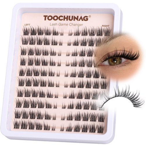 TOOCHUNAG Wispy Lash Clusters Natural Cluster Eyelash Extensions 3D Fairy Individual Lashes Clusters Eyelashes CD Curve Left&Right 7-15mm DIY Lash Extension at Home