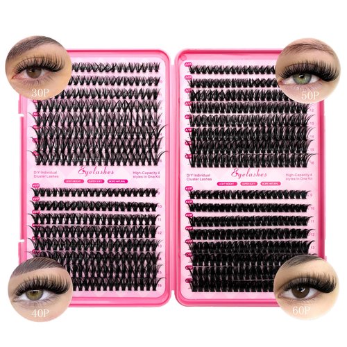 Selawasty Lash Clusters 640pcs Natural Lash Extension Individual Cluster Eyelash Russian Lash Clusters Individual Lashes Eyelash Clusters Natural Look Eyelashes for DIY at Home(9-16MM,30D,40D,50D,60D)