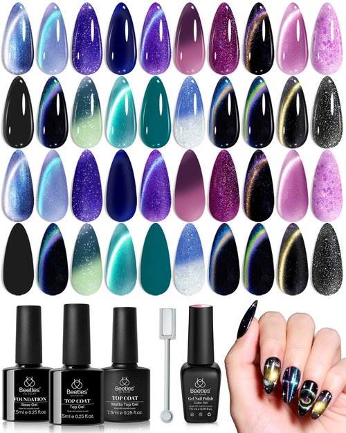 Beetles Chameleon Gel Nail Polish Set - 20 Color Stellar Mirage Cat Eye Temperature Changing Shifting Gel Polish Magnetic Jelly Nails Soak Off UV LED Nail Art Spring Gift for Women&Girls