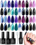 Beetles Chameleon Gel Nail Polish Set - 20 Color Stellar Mirage Cat Eye Temperature Changing Shifting Gel Polish Magnetic Jelly Nails Soak Off UV LED Nail Art Spring Gift for Women&Girls