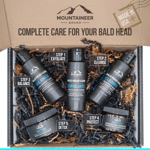 Mountaineer Brand Bald Head Exfoliator & Shampoo (Cleanse) | Fresh & Natural Scent | Bald Head Care for Men | Made in WV | Exfoliating Scalp Scrub | Hydrating Soap & Wash | 4oz