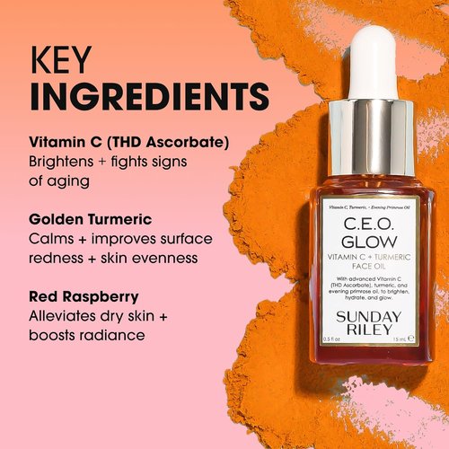 Sunday Riley C.E.O. Glow Face Oil - Vitamin C & Turmeric for Radiant Skin, 1 oz