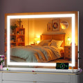 Batuso Vanity Mirror with Lights, 32" x 22" LED Makeup Mirror with 10X Magnification, Dimmable 3 Modes, Memory Function, Smart Touch, USB Charging Port, Lighted Makeup Mirror Square White
