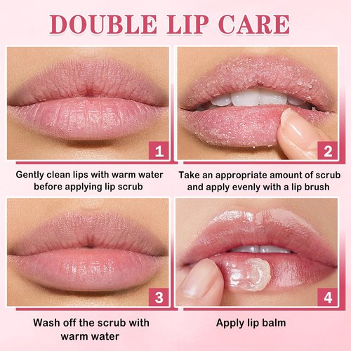 LZXLUKGIR 4PCS Lip Scrub and Mask Set,Strawberry and Honey Pot Lip Balm,Reduces Lip Lines Lip Exfoliator Scrub and Moisturizer,Repair Bee Lip Balm and Lip Scrub Set,Lip Mask Overnight