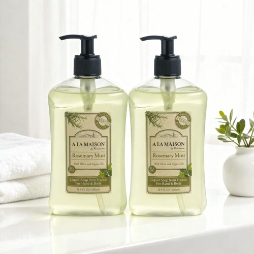 A LA MAISON Rosemary Mint Liquid Hand Soap - Natural, Biodegradable & Vegan - 16.9 oz, 2 Pack