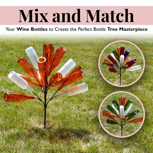 Orange Decorative Glass Bottles, 2 Pack, for Bottle Trees and Crafts