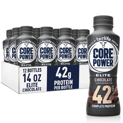Core Power Elite High Protein Shake - Chocolate Flavor | 42g Protein, 14oz Bottles, 12 Pack