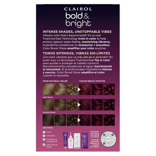 Clairol Bold & Bright Permanent Hair Dye - R6 Intense Cherry Color | Single Pack