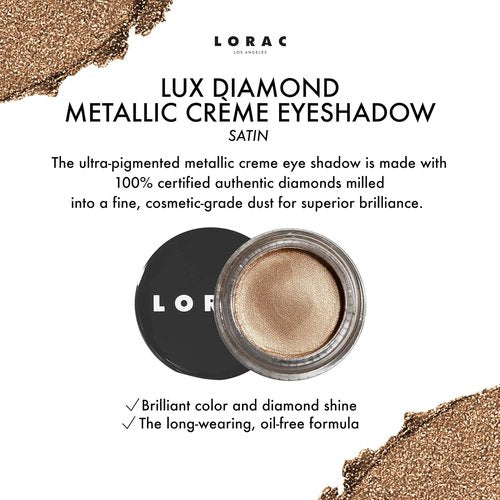 LORAC Lux Diamond Crème Eye Shadow - Metallic Shimmer Powder in Suede Brown | Long-Lasting Formula