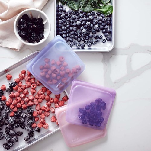Stasher Silicone Reusable Storage Bag - Eco-Friendly Leak-Free Food Storage | 28 oz Tie Dye Blue
