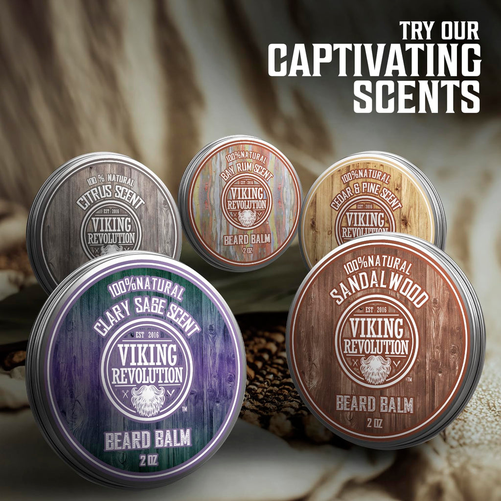 Viking Revolution Coffee Whiskey Beard Balm for Men - Beard Butter for Men with Argan Oil and Jojoba Oil Softener and Moisturizer Styling Balm (1 Pack, 2oz)