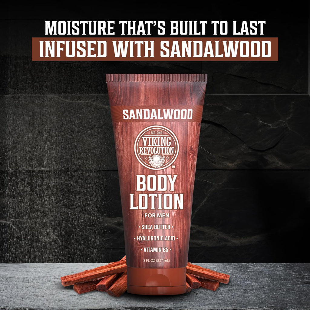 Viking Revolution Sandalwood Body Lotion for Men - Hydrating Lotion with Shea Butter & Vitamin B5 | 8oz