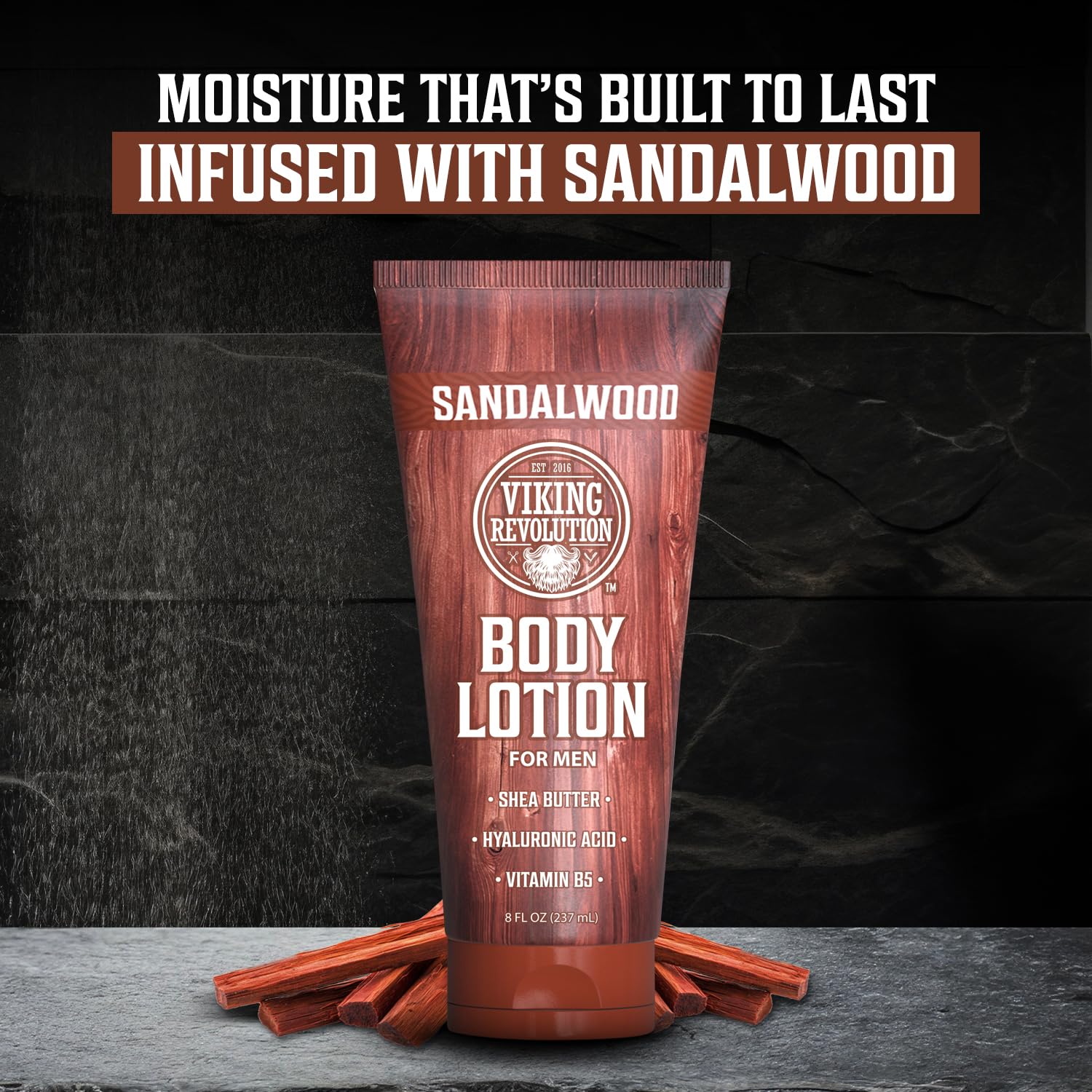 Viking Revolution Sandalwood Body Lotion for Men - Hydrating Lotion with Shea Butter & Vitamin B5 | 8oz