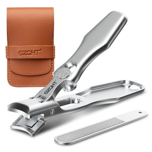 No Splash Design Nail Clippers for Thick Nails,Men,Seniors,Elder,Wide Jaw Opening Nail Cutter,SZQHT–Your Ultimate Grooming Solution for Thick Toenails Toenail Clippers and Stainless Steel Nail Files