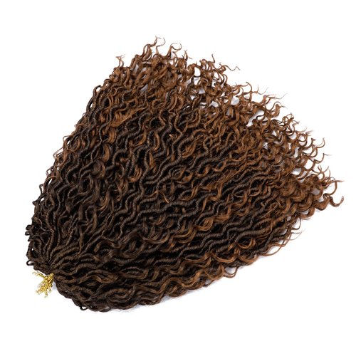 LIYATE Goddess Faux Locs Crochet Hair 14 Inch 6 Packs Crochet Hair for Black Women Pre Looped Soft River Locs Crochet Braids with Curly Hair Boho Style Hair Extensions(T1B/30)