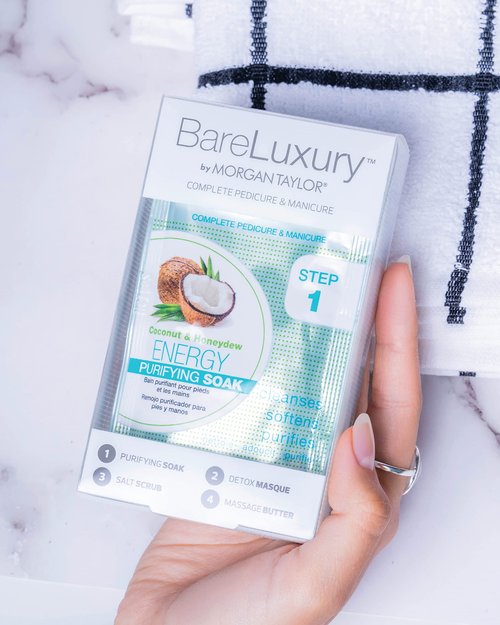 Morgan Taylor BareLuxury 4-Step Complete Pedicure & Manicure Packs - Complete Nail Care Kit with Soak, Masque, Scrub & Massage Butter, Professional Spa-Quality Treatments (Energy Coconut & Honeydew)
