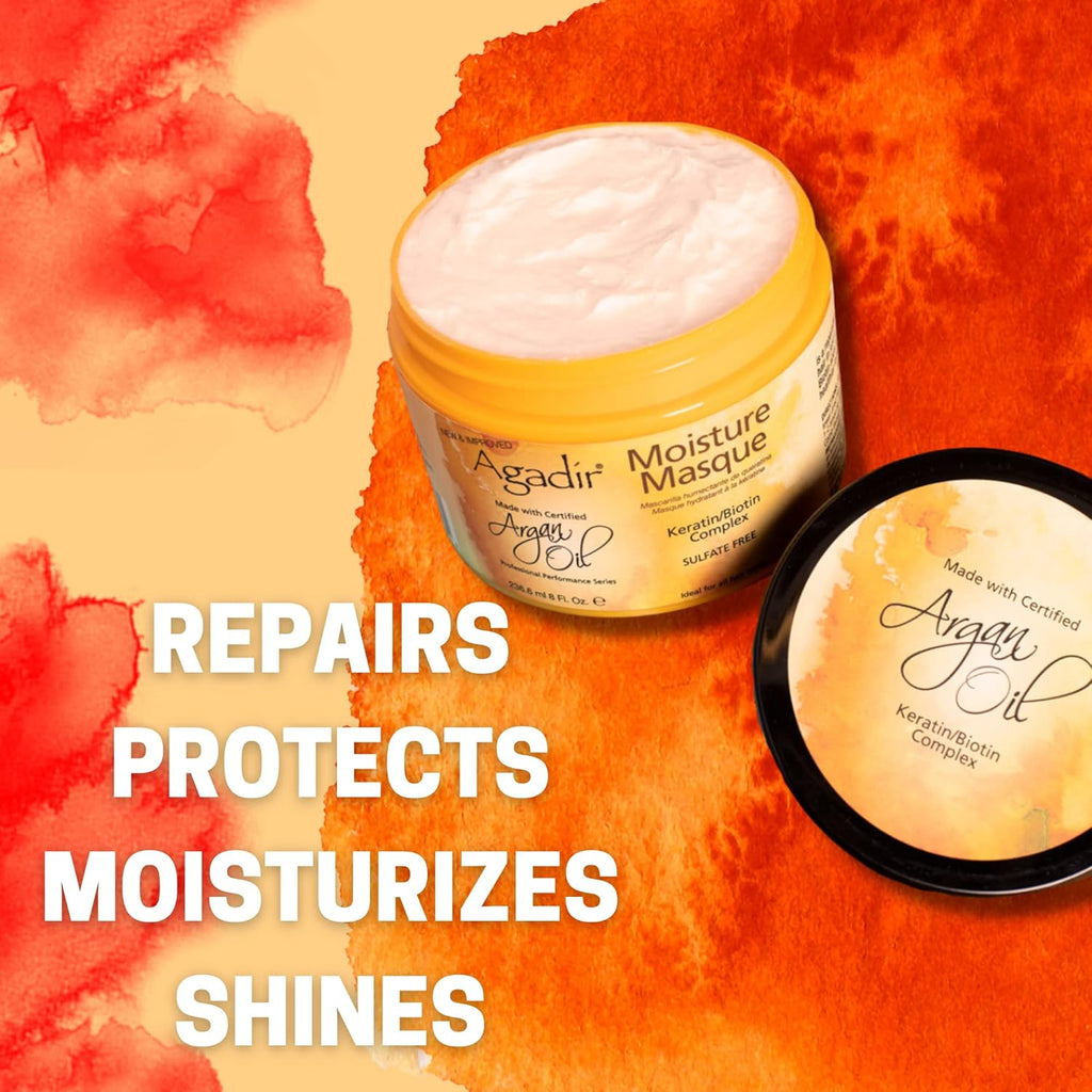 Agadir Moisture Masque - Deep Hydrating Hair Treatment | 8 Oz for Soft, Manageable Hair