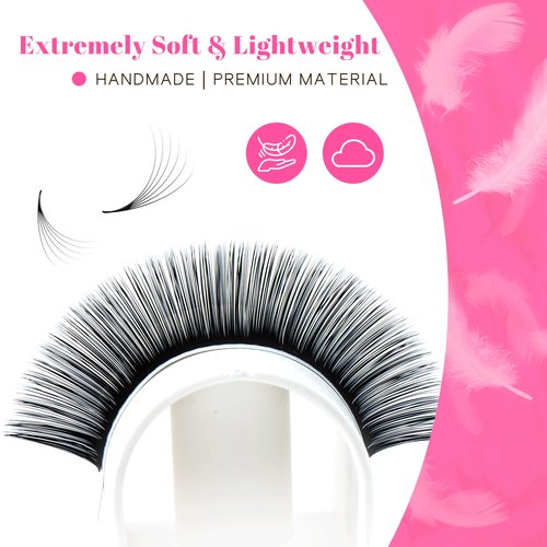 TDANCE Cashmere Easy Fan Lash Extensions Self Fanning Volume Lash Extension D Curl 0.07mm 8-15mm Matte Black Mega Volume Eyelash Extensions(0.07-D,8-15mm)