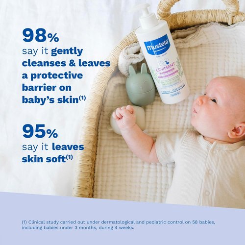 Mustela Liniment - Fragrance-Free No-Rinse Baby Cleanser with Extra Virgin Olive Oil - 13.52 fl. Oz