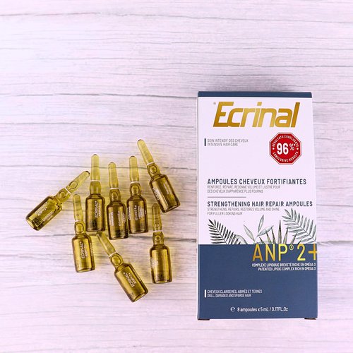 Ecrinal ANP2 Hair Growth Ampoules for Men - Strengthening & Repairing Ampoules - Intensive Hair Care for Thinning, Dull, Damaged Hair - ANP 2+ Complex with Omega 3 | Pack 8