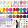 Lavender Violets Dip Powder Nail Kit 48 Colors Pink Red Purple Brown with Dip Powder Liquid Set and Essential Manicure Tools for Home Salon Manicure Nail Art Design G905