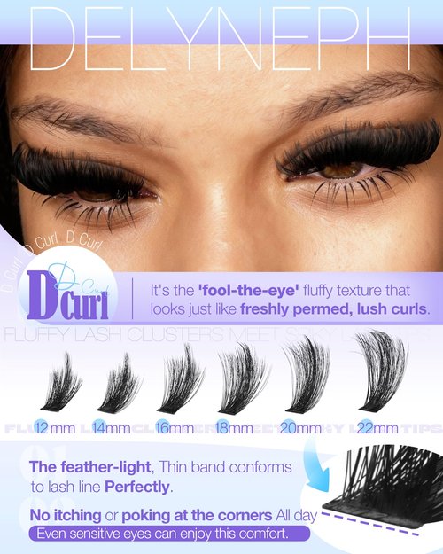 Fluffy Lash Clusters with Spikes 200D+260D Manga Volume Eyelash Clusters 12-22mm Long Cluster Eyelash Extensions D Curl Cluster Lashes Wispy Individual Lashes Clusters by Delyneph