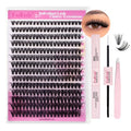 FADLASH Lash Clusters Kit 280PCS Individual Eyelash Clusters D Curl 8-16mm Eyelash Extension Kit with Lash Bond and Seal Lash Tweezer for Beginners (40D-0.07D-8-16mm KIT)