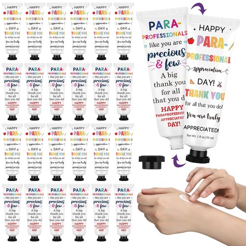 Loopeer 24pcs Paraprofessional Appreciation Gifts Bulk Double Sided Hand Cream Travel Size Paraprofessional Day Gift for Teacher Coworker Administrative Assistant Volunteer Administrator