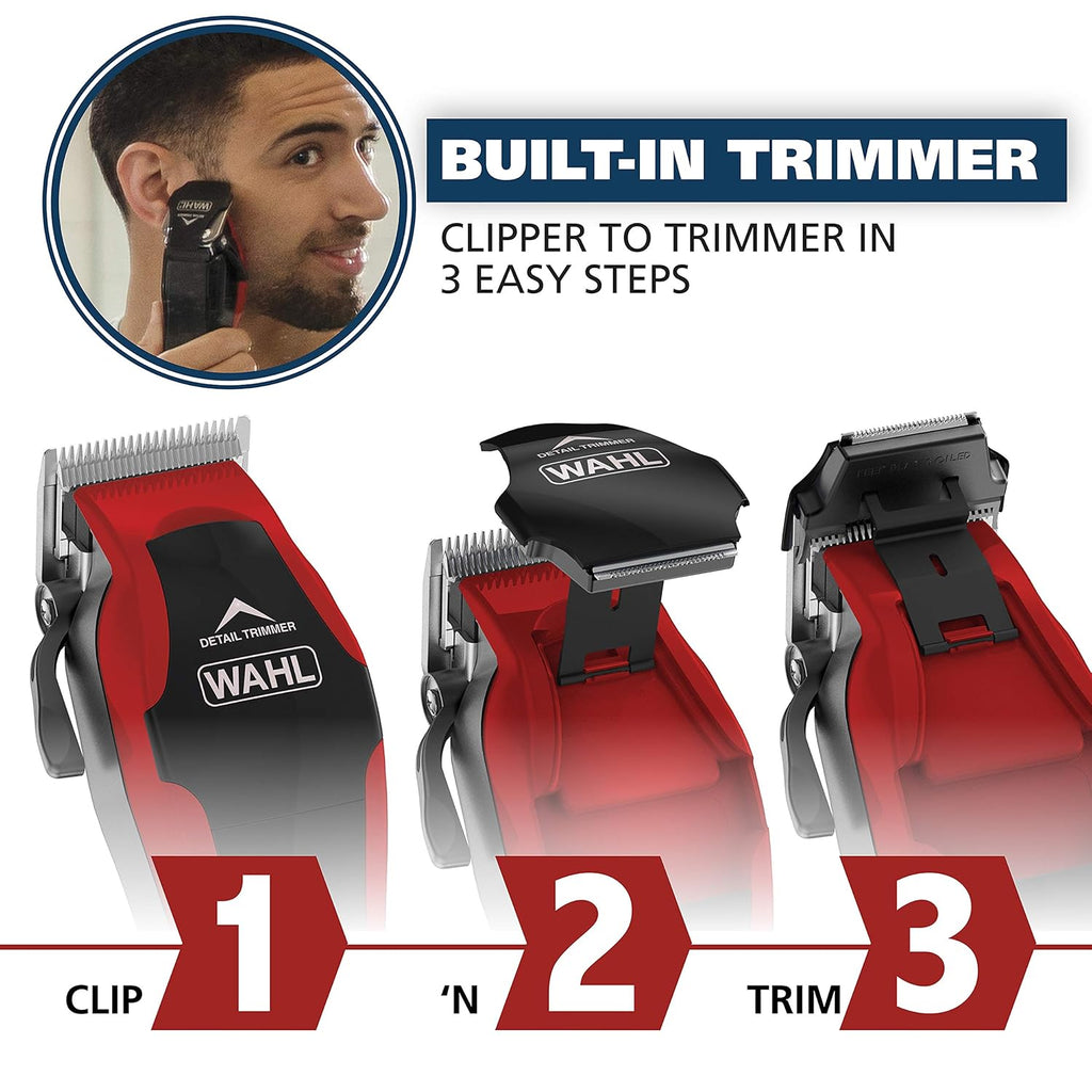Wahl USA Hair Clipper Kit - 2-in-1 Corded Clipper & Pop-Up Trimmer for Men’s Grooming | Model 79900-1501P