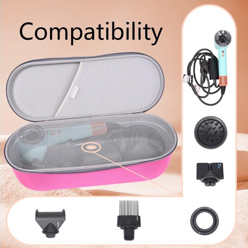 RLSOCO Carrying Case for Dyson Supersonic Nural Hair Dryer - Pink (Case Only)