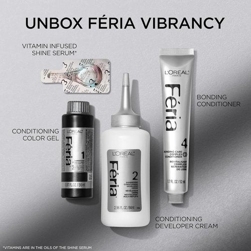 L’Oreal Paris Feria Hair Color - High Intensity Permanent Dye for 3X Highlights | 10 Jet Black