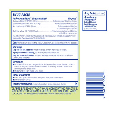 Boiron GasCalm Tablets for Relief from Gas Pressure, Abdominal Pain, Bloating, and Discomfort - 60 Count