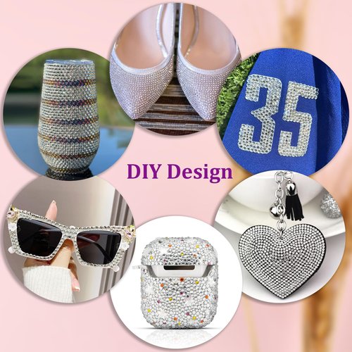 32000Pcs Resin Rhinestones for Bedazzling, Silver Clear Flatback Gems for Diamond Art, Crystal Bedazzler Kit with 3Pcs 10ml B7000 Jewelry Glue for Nail Art Crafting Clothing Book Makeup