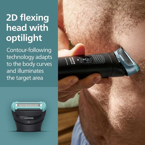 Philips Norelco Body Groomer 9000 Series - 100% Showerproof Men's Trimmer & Intimate Shaver with UV Cleaner | Adjustable Back Attachment, BG9480/50