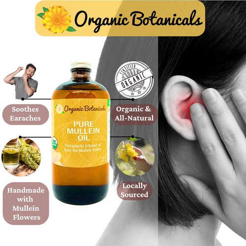 Pure Organic Mullein Oil - Organic Mullein Ear Oil Drops - Natural Ear Care Solution for Earaches, Tinnitus, and Kids - Herbal Mullein Extract Liquid for Soothing Relief (0.5oz)